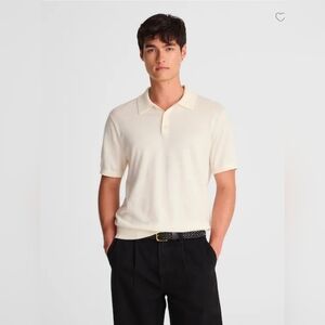 Madewell Mens 3 Button Polo Sweater  Size XS Vintage Ivory